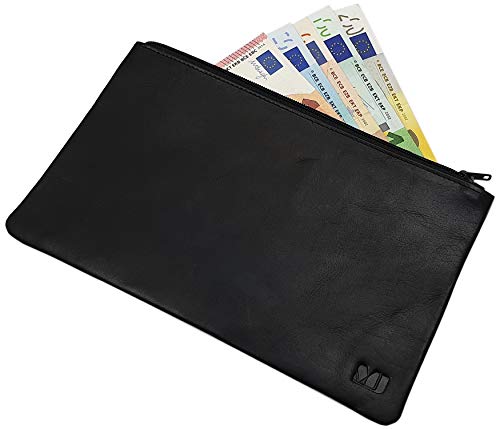 myledershop Banktaschen portafoglio per banconote nero in vacchetta
