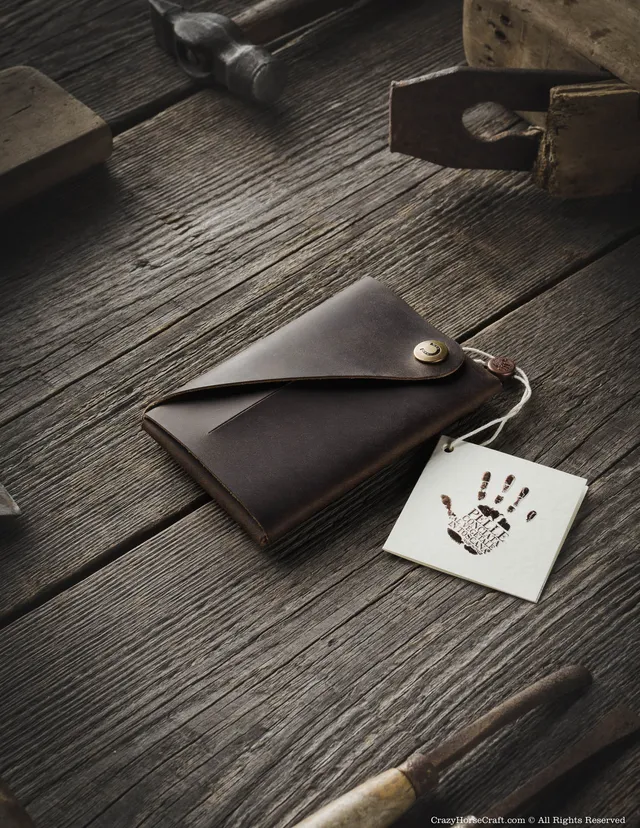 Crazy Horse Craft Minimalist Series portafoglio marrone legno in pelle