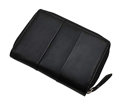 myledershop Damen Geldbörsen portafoglio donna nero RFID