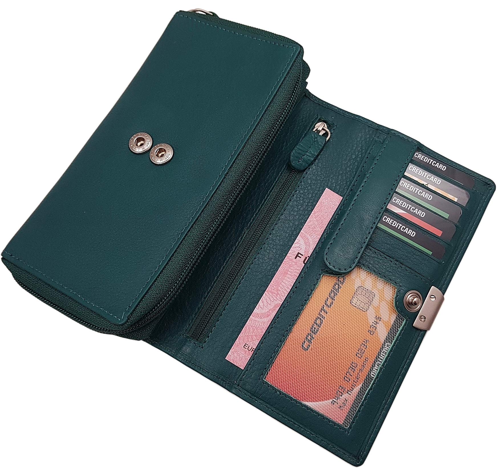 myledershop Damen Geldbörsen Grande portafoglio di pelle per donna portafoglio 5 colori