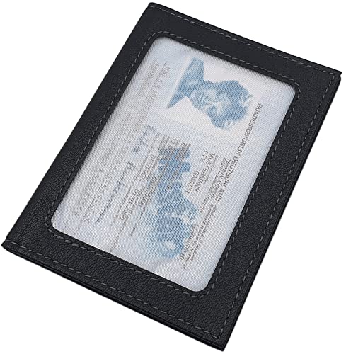 myledershop Karten- und Ausweisetuis porta carte nero pelle di bufalo