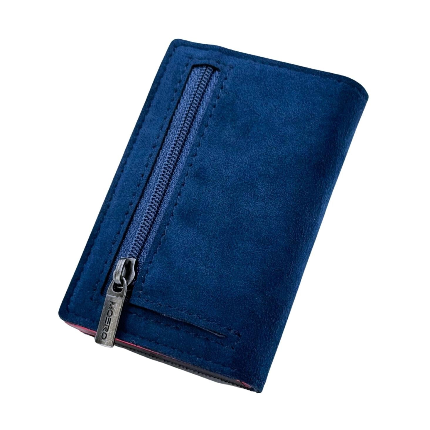 Moero Linea PRO PRO Zip SUPERIOR portafoglio blu microfibra scamosciata