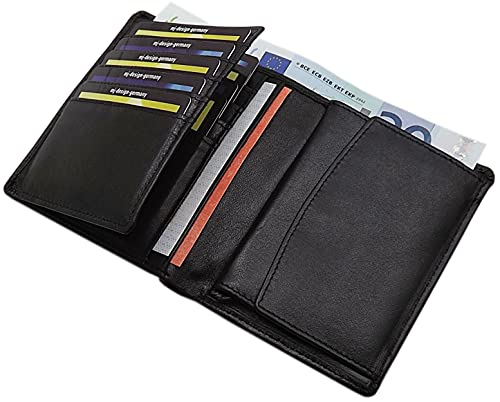 myledershop Münzbörsen Wiener Schachtel portafoglio nero in vacchetta