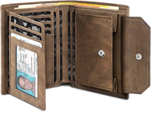 TENBST Card Holder portafoglio uomo marrone 1 pezzo RFID