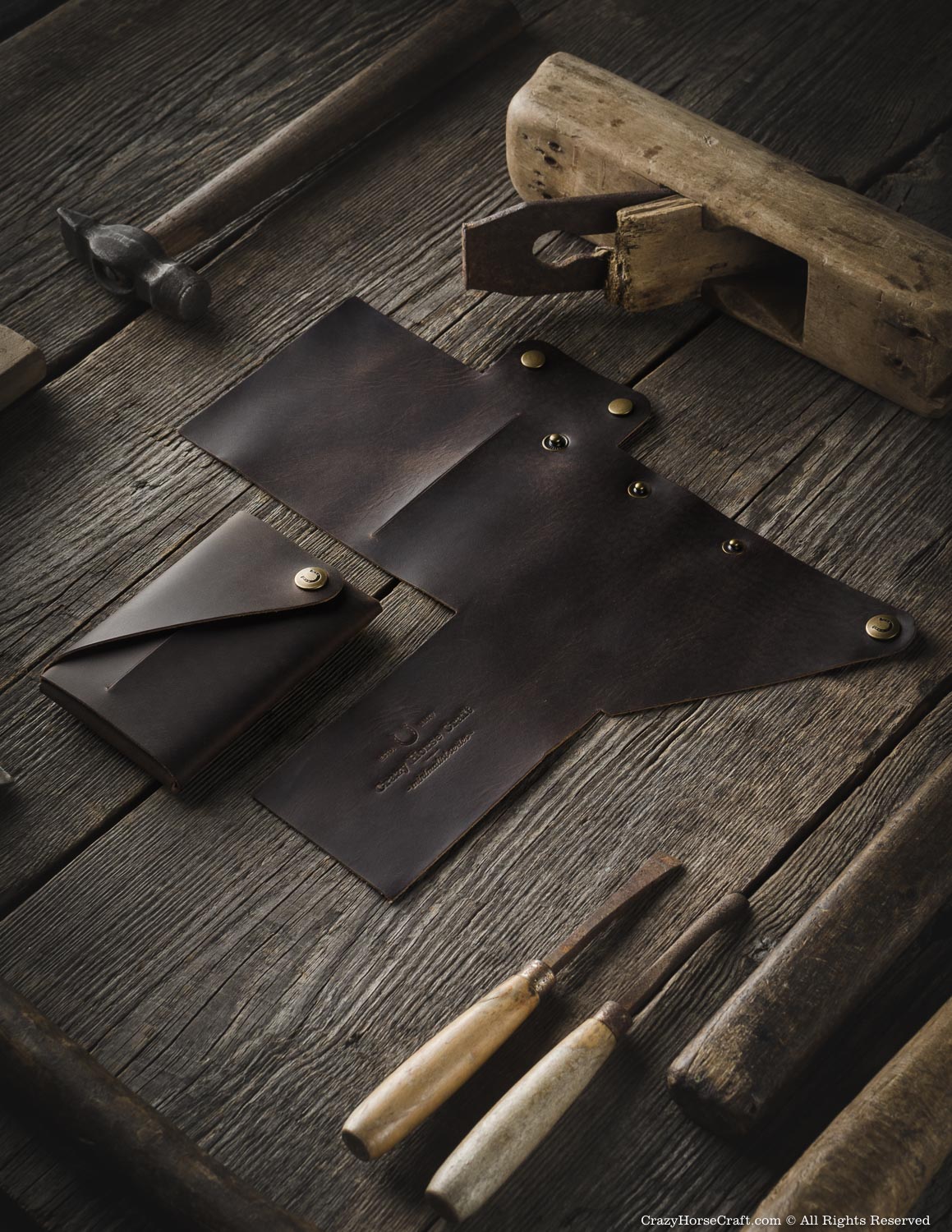 Crazy Horse Craft Minimalist Series set accessori in pelle Wood Brown