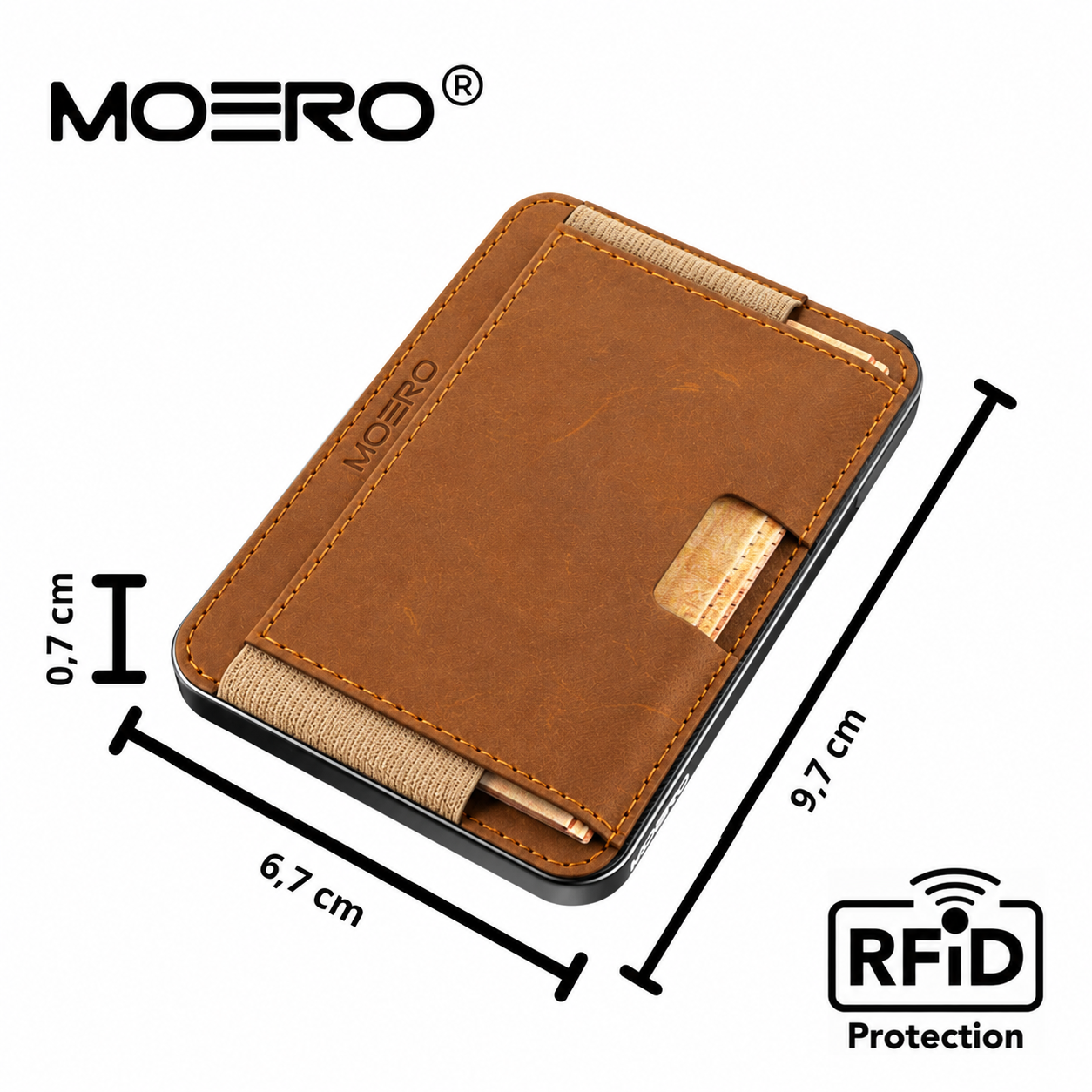 Moero Linea M2 M2 Pro Crazy Horse portafoglio nocciola MagSafe