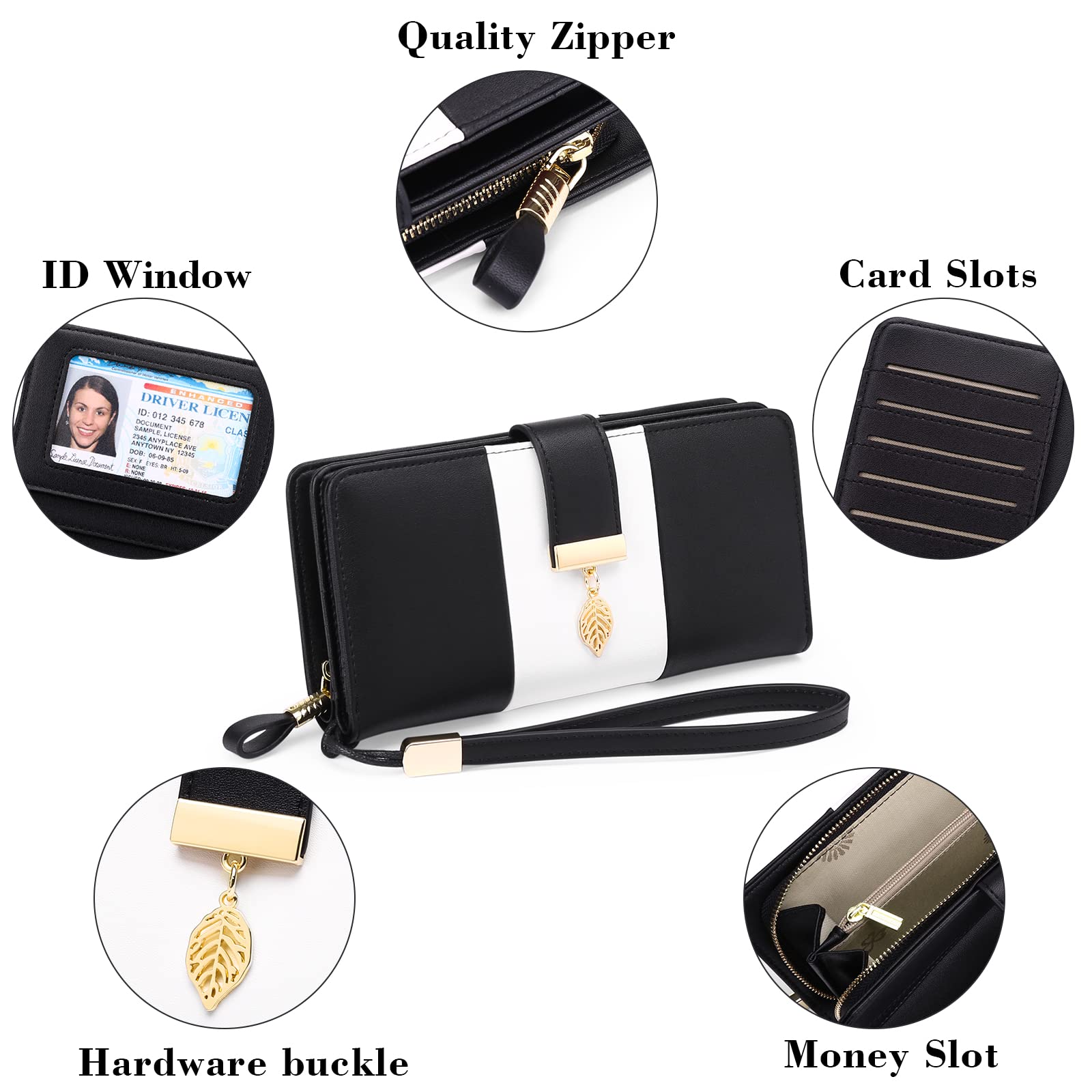 GOIACII WOMEN'S LARGE WALLET portafoglio donna lungo con cerniera RFID