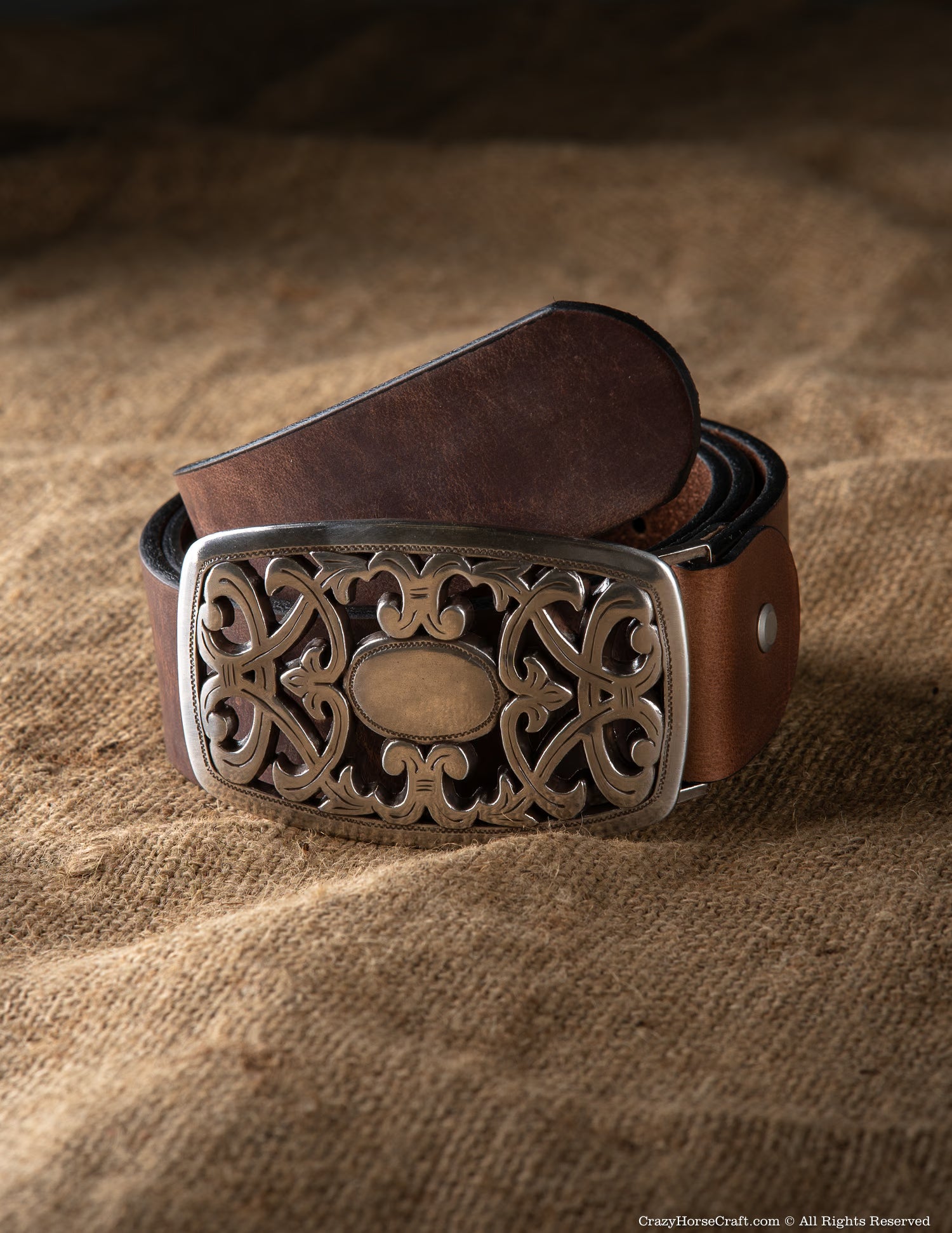 Crazy Horse Craft Belts cintura in pelle marrone conciata al vegetale