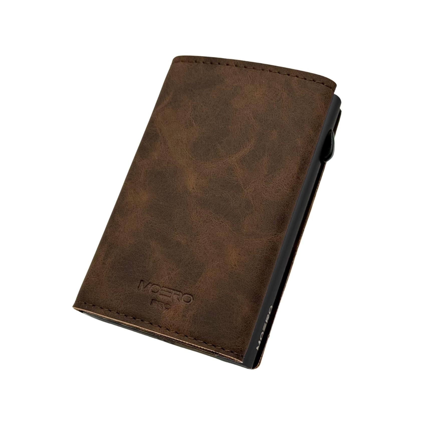 Moero Linea AirTag AirTag PRO Vintage Dark Brown portafoglio magnetico marrone 4.0 con tasca AirTag
