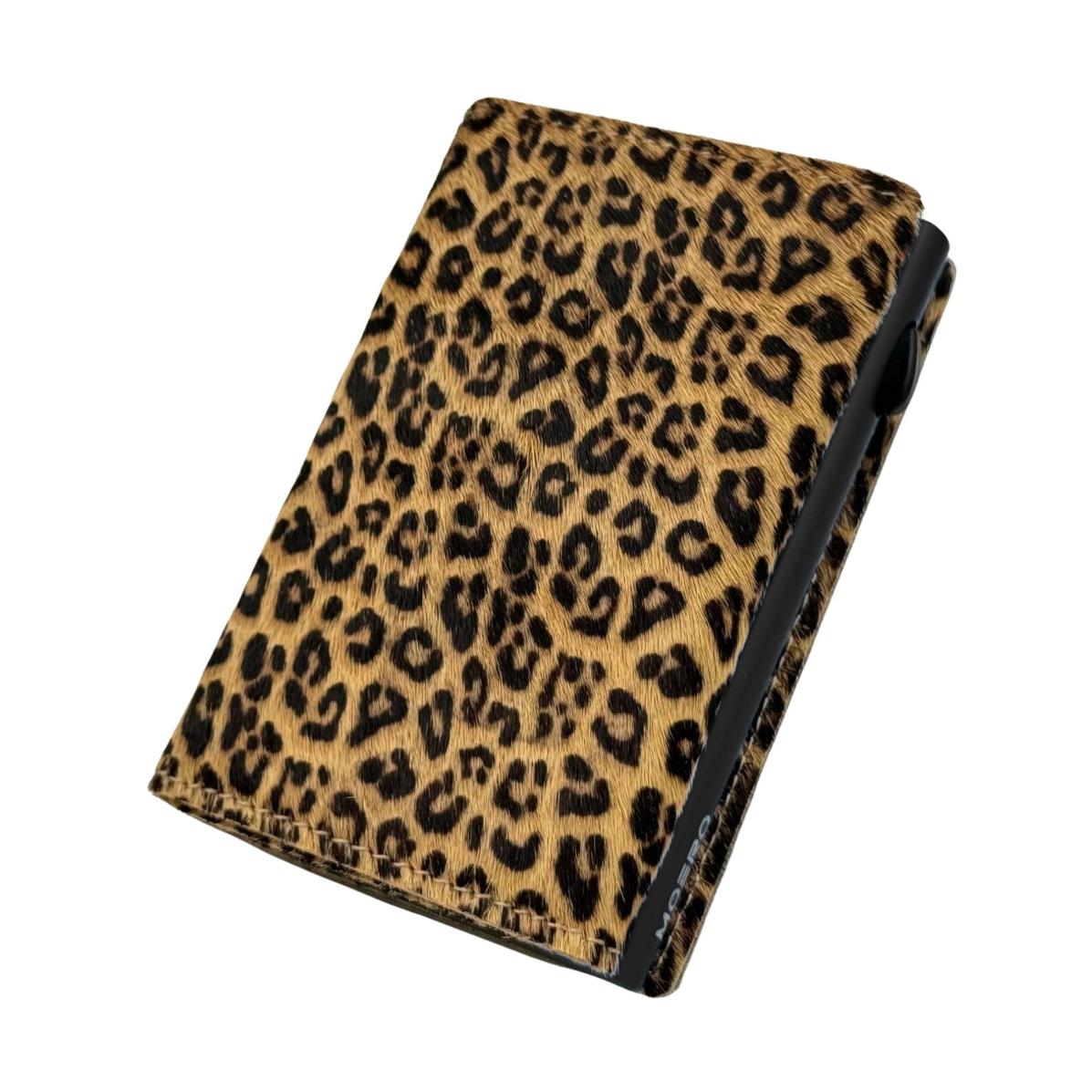 Moero Linea PRO PRO Zip Leopard Portafoglio Black 4.0 in pelle RFID