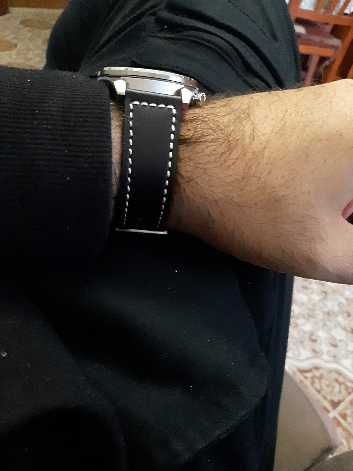 myledershop Uhrenarmbänder cinturino orologio 22 mm nero in pelle