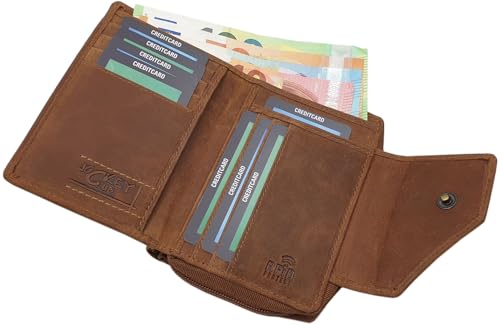 myledershop Damen Geldbörsen portafoglio verticale motivo gatto RFID NFC