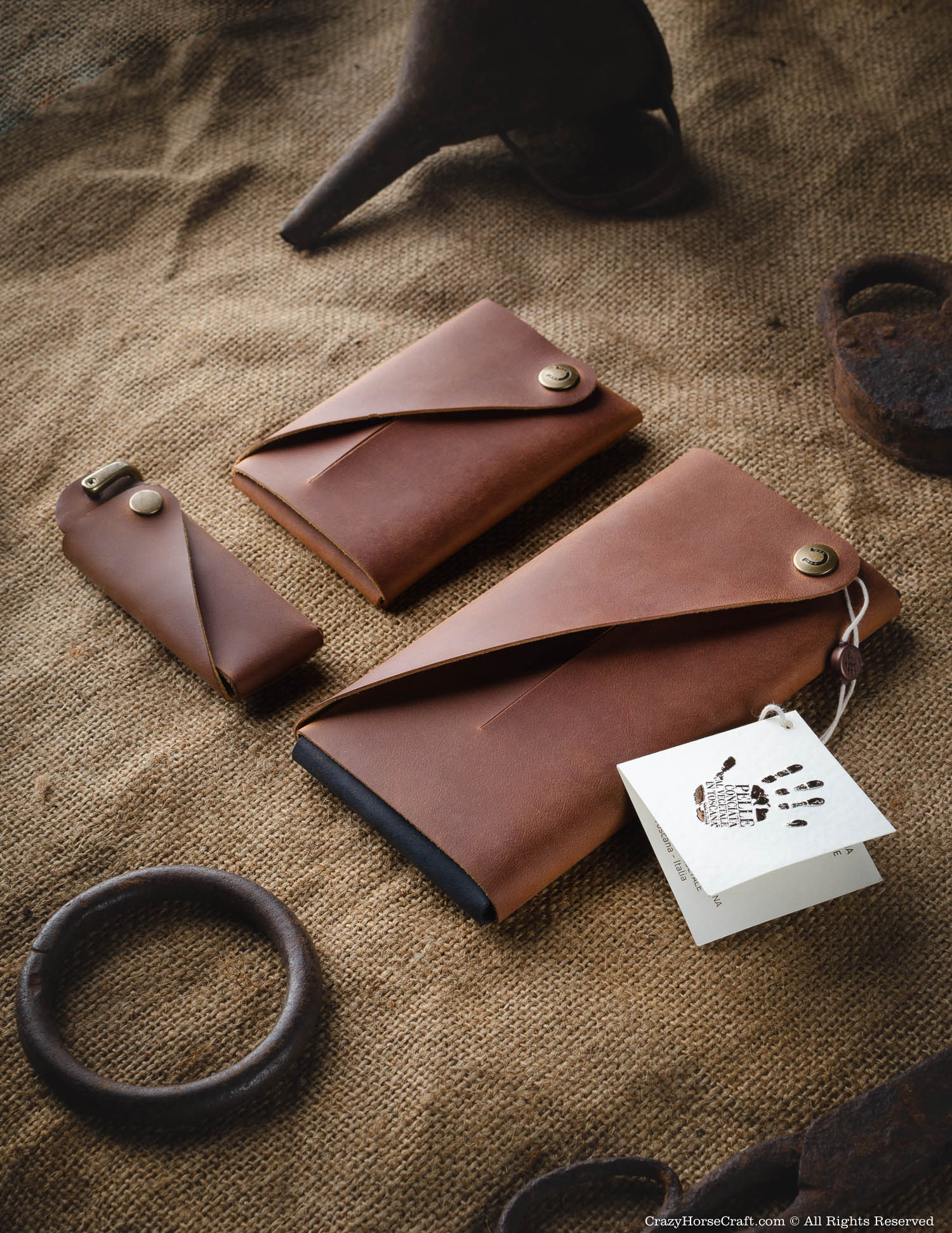 Crazy Horse Craft Minimalist Series set custodie Classic Brown in pelle per iPhone