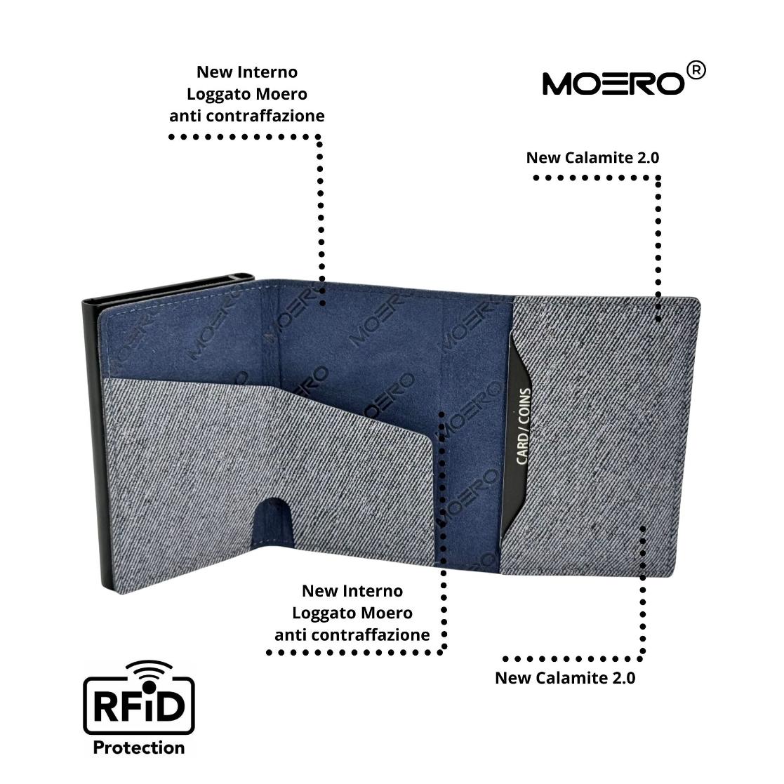 Moero Linea PRO PRO Zip Jeans portafoglio blu RFID