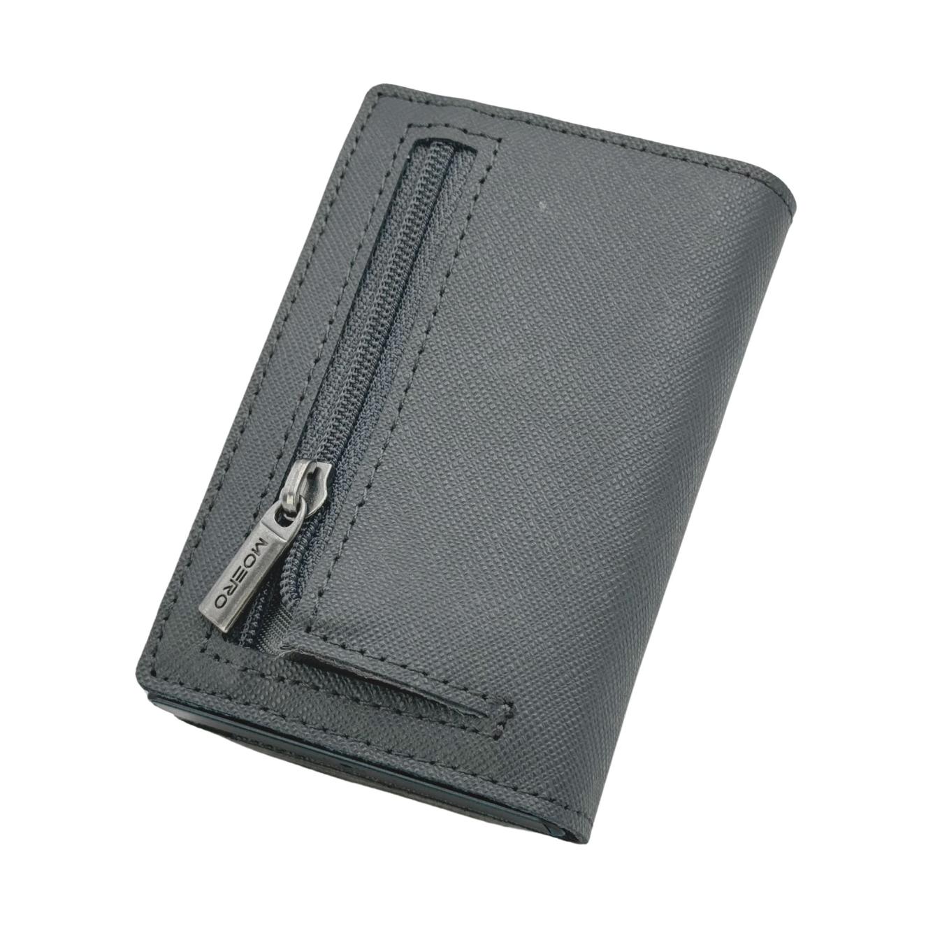 Moero Linea Classic Classic Zip Saffiano portafoglio grigio RFID