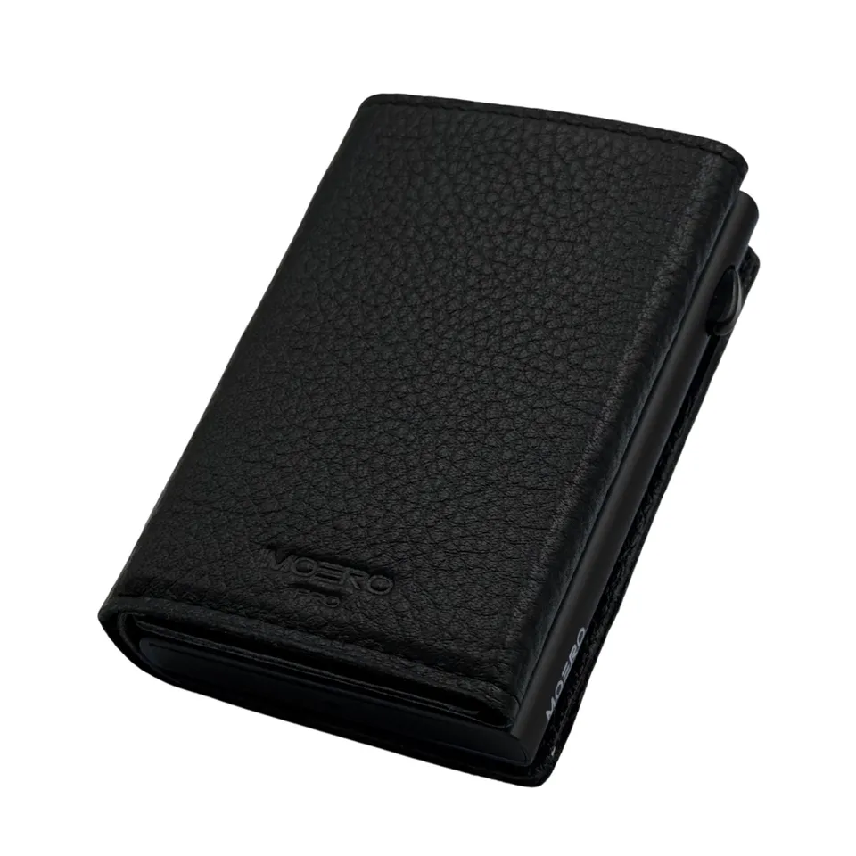 Moero Linea PRO PRO PLUS Zip portafoglio Nero pelle RFID