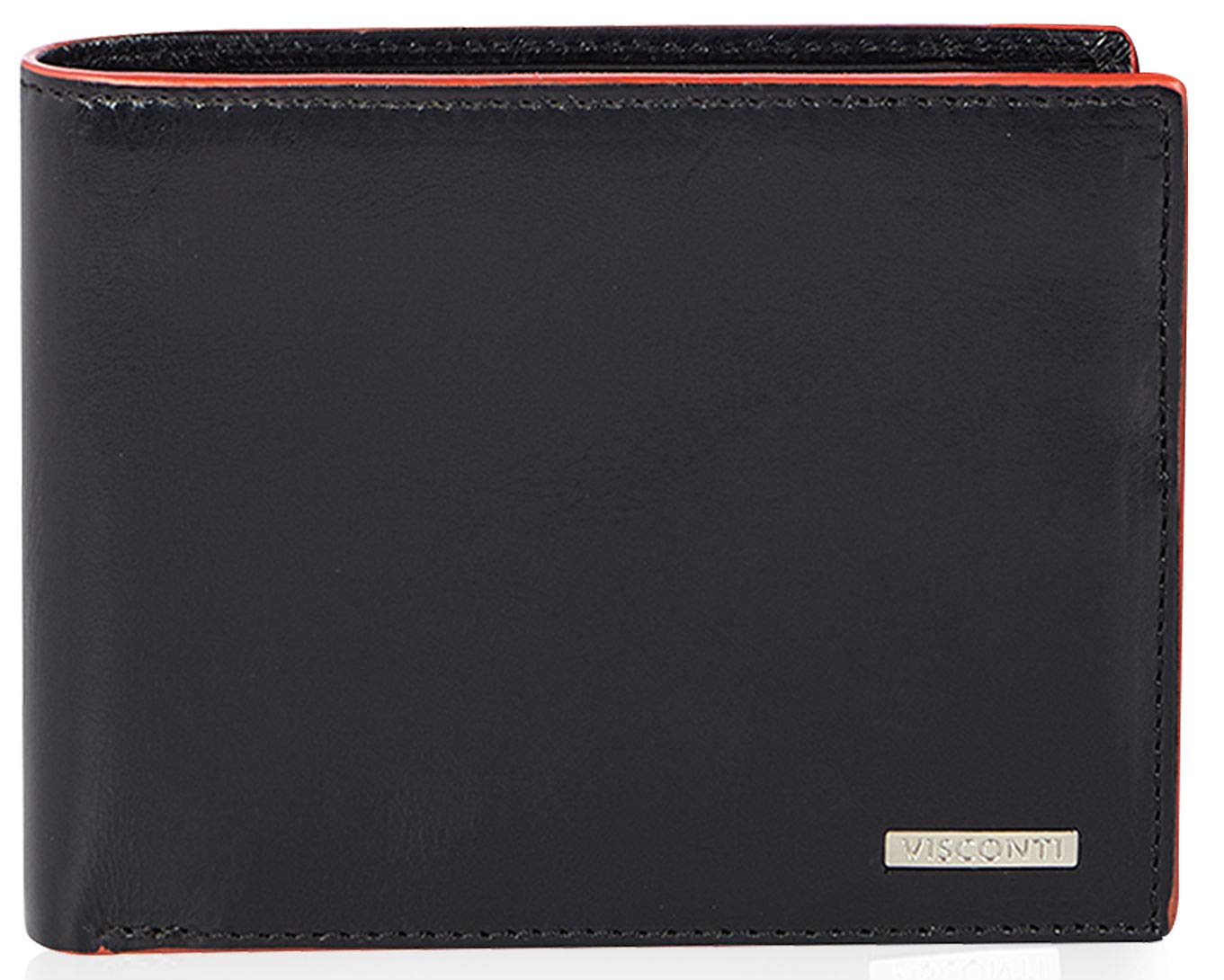 Visconti Alps portafoglio uomo in pelle a piegatura tripla nero arancio RFID