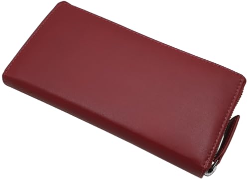 myledershop Damen Geldbörsen Grande portafoglio da donna in pelle di nappa rosso ciliegia