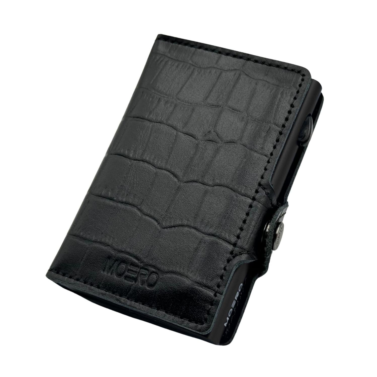 Moero Linea Classic Classic Croco portafoglio nero con stampa coccodrillo