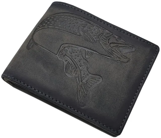 myledershop Herren Geldbörsen portafoglio uomo in pelle di bufalo grigio vintage RFID