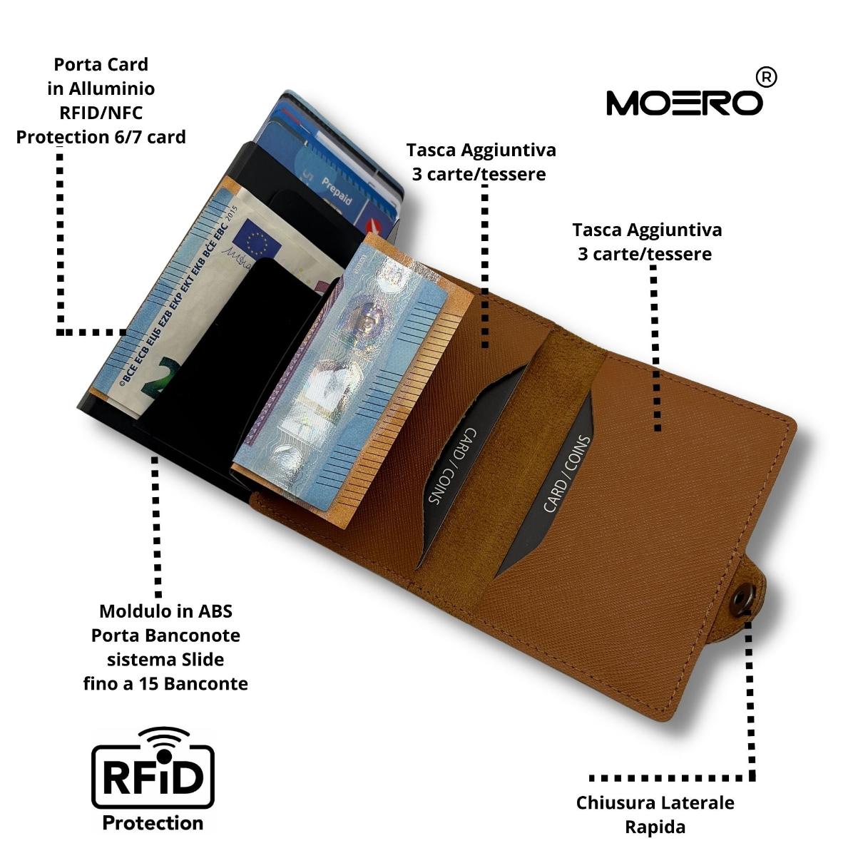 Moero Linea Classic Zip Saffiano portafoglio Ghianda 4.0 RFID