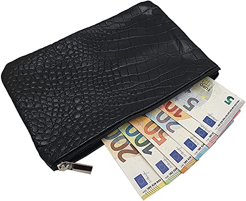 myledershop Schlüsseltaschen Borsa XL in pelle di vitello con chiusura lampo nera