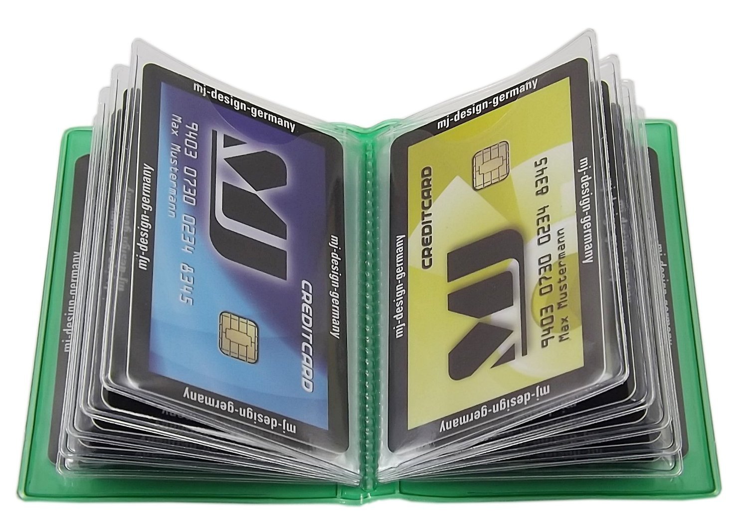 myledershop Kredit- und Visitenkartenetuis porta carte di credito 12 scomparti verde