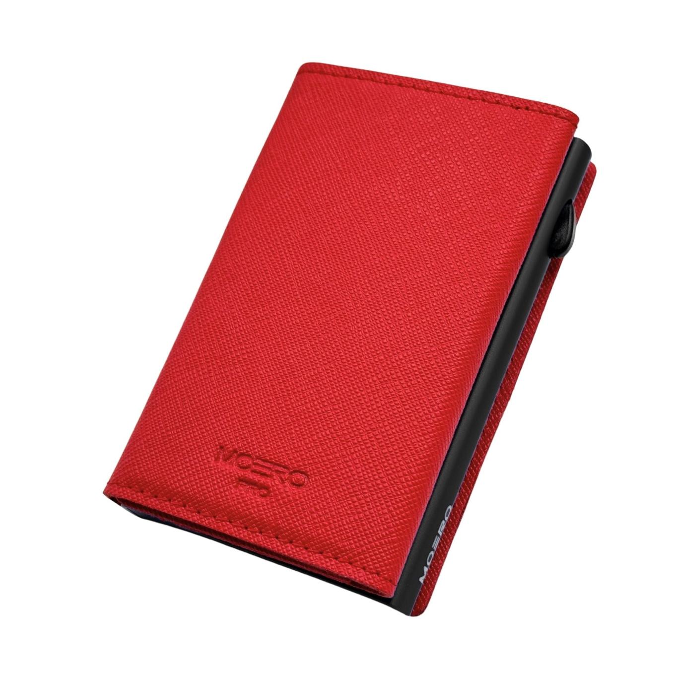 Moero Linea AirTag PRO Zip AirTag Saffiano portafoglio Rosso