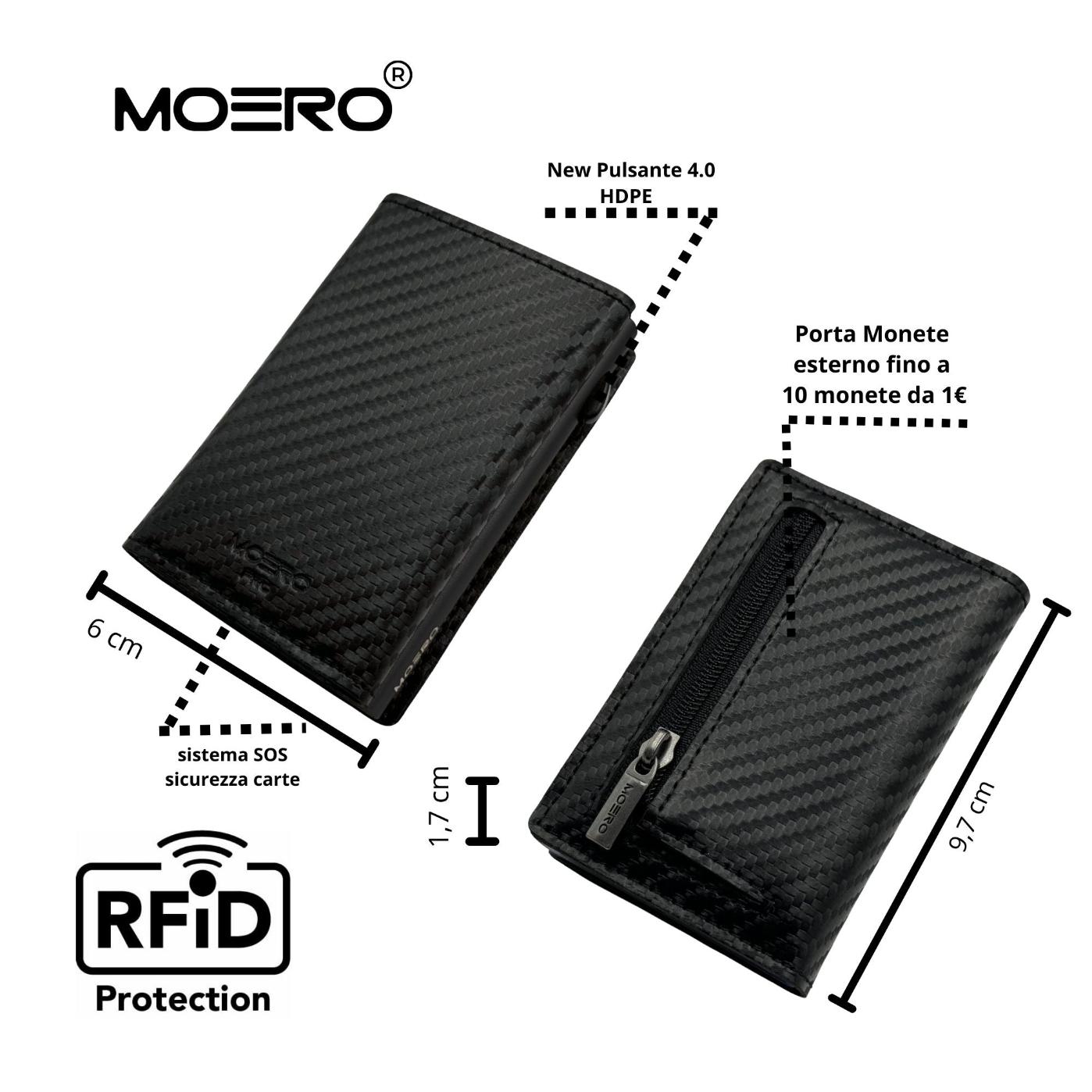 Moero Linea PRO Zip Carbon portafoglio nero 4.0 con RFID