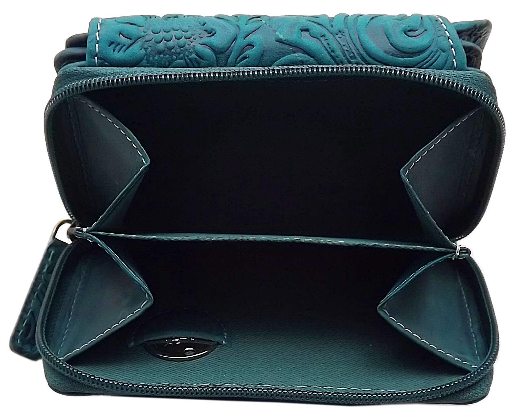 myledershop Damen Geldbörsen portafoglio donna vacchetta verde scuro RFID NFC