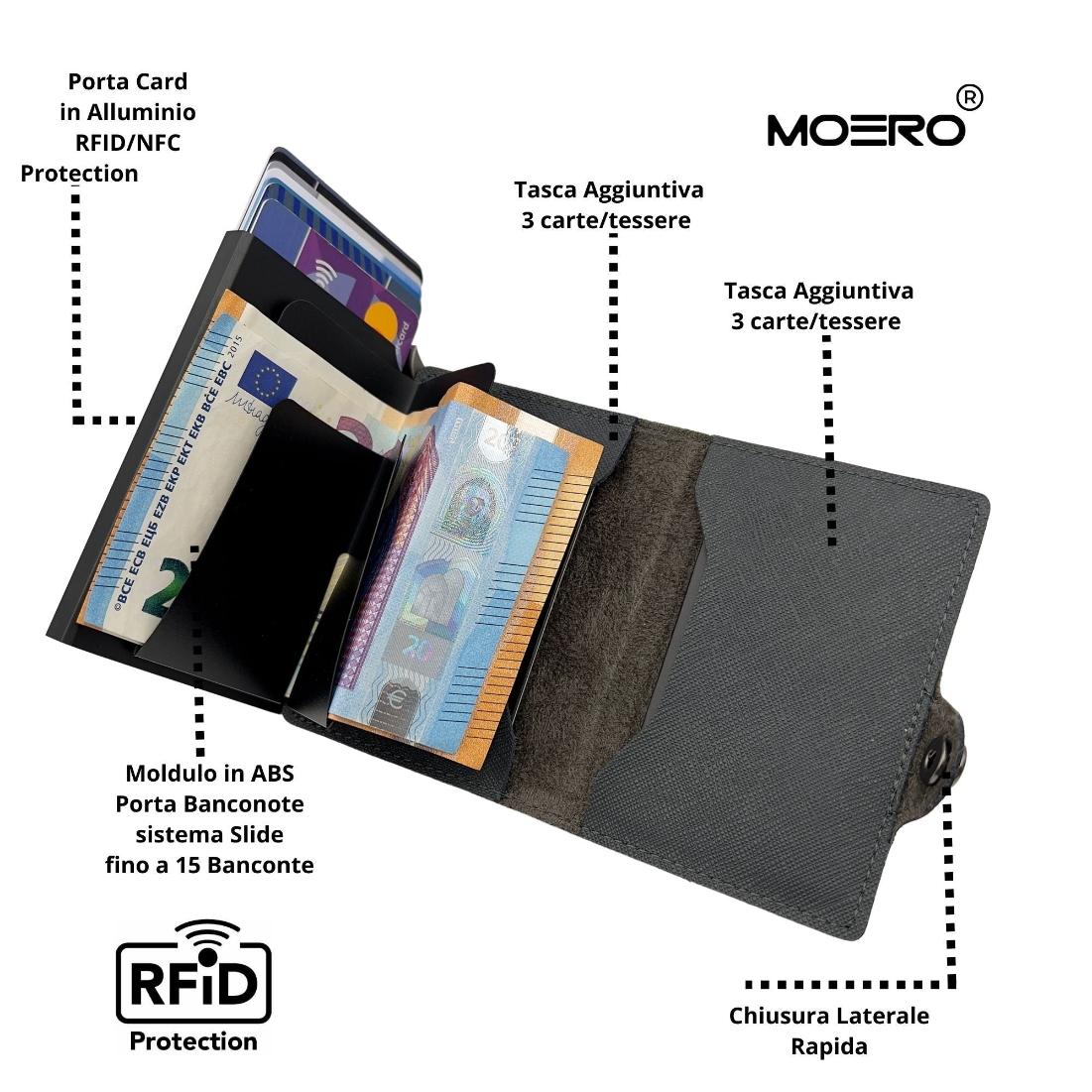 Moero Linea Classic Classic Saffiano portafoglio grigio RFID