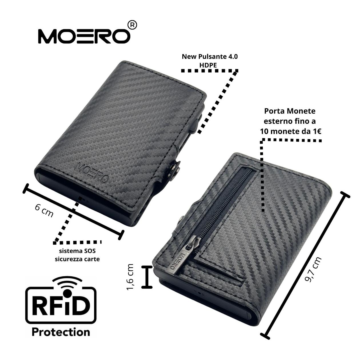 Moero Linea Classic Classic Zip Carbon portafoglio nero 4.0 RFID