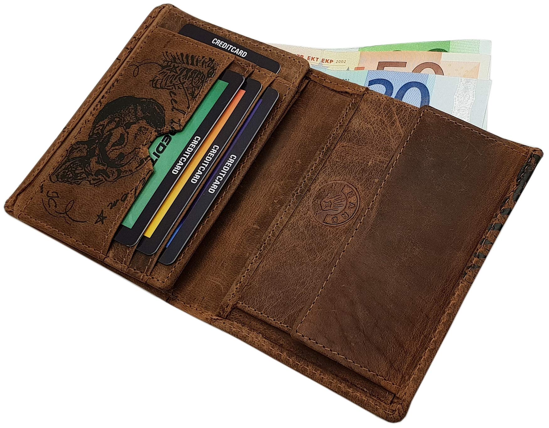 myledershop Herren Geldbörsen Modello 1 portafoglio verticale cognac RFID
