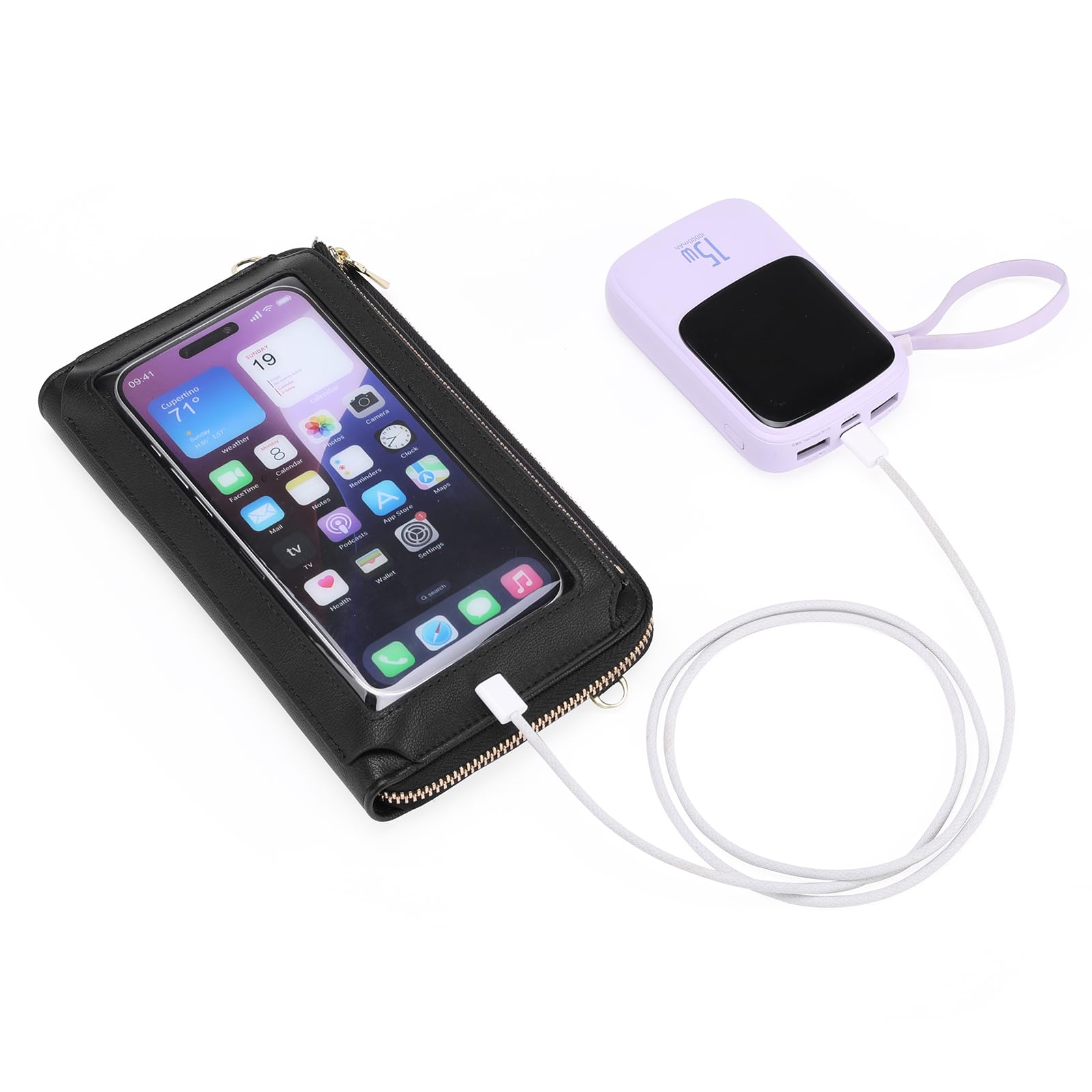 GOIACII CROSSBODY borsa a tracolla per telefono A01 nero touchscreen