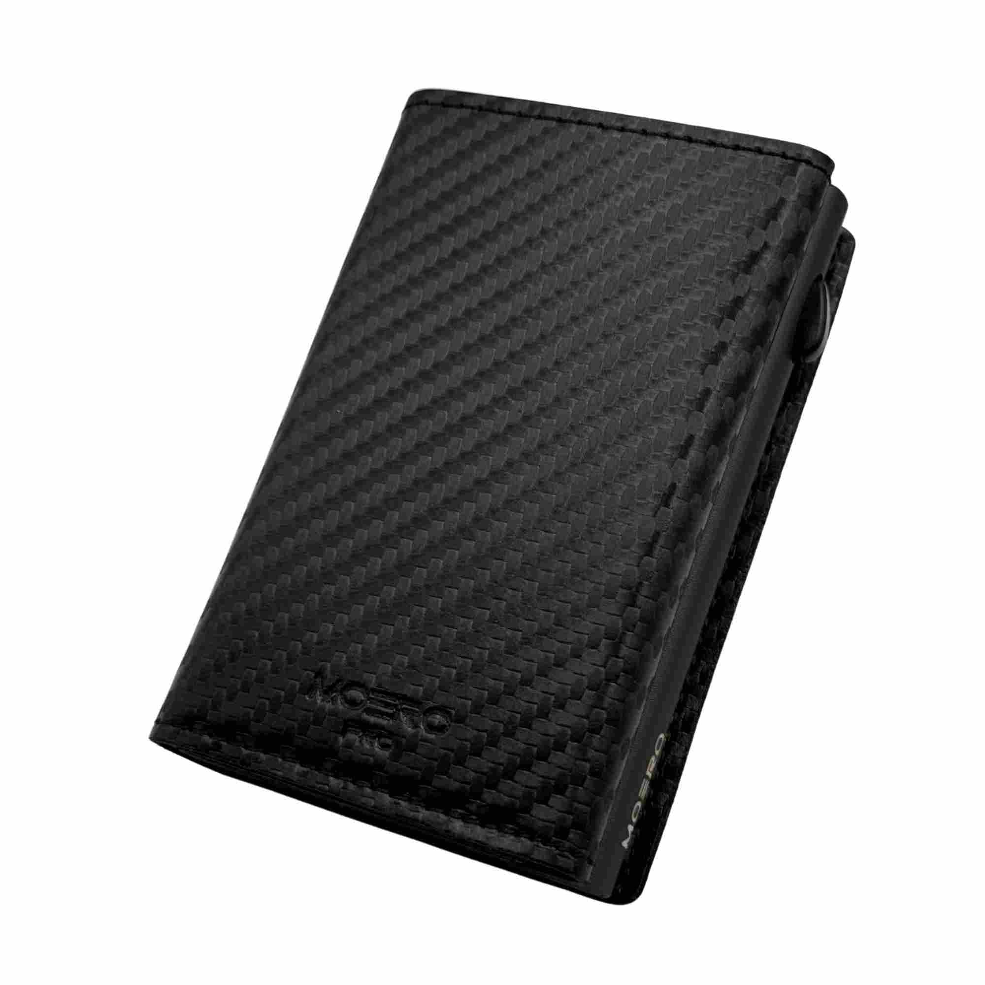 Moero Linea AirTag AirTag PRO Carbon Black Zip portafoglio Nero RFID