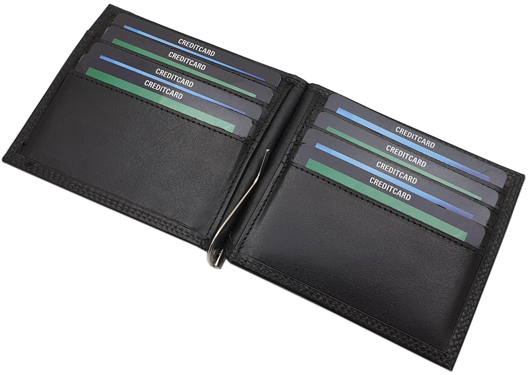 myledershop Brieftaschen Vacchetta dollarclip portafoglio MJ-Design-Germany nero portafoglio compatto