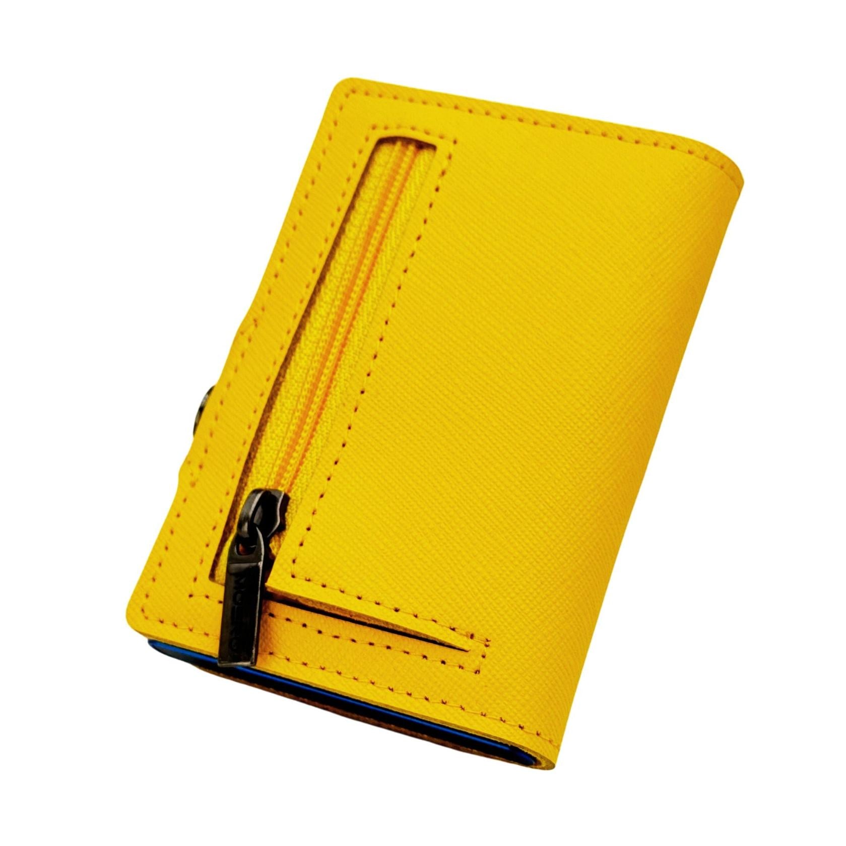 Moero Linea Classic Classic Zip Saffiano portafoglio giallo RFID