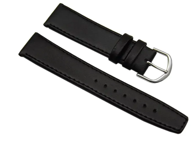 myledershop Uhrenarmbänder 20mm Pelle di vitello cinturino per orologio nero