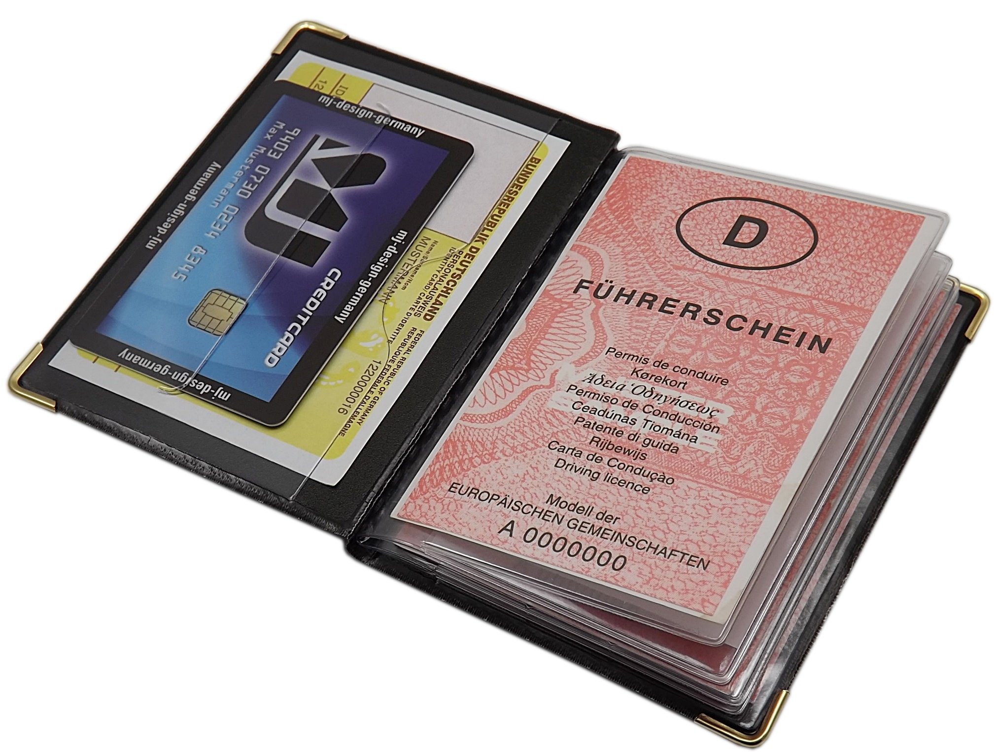 myledershop Karten- und Ausweisetuis porta carte d’identità nero 12 scomparti