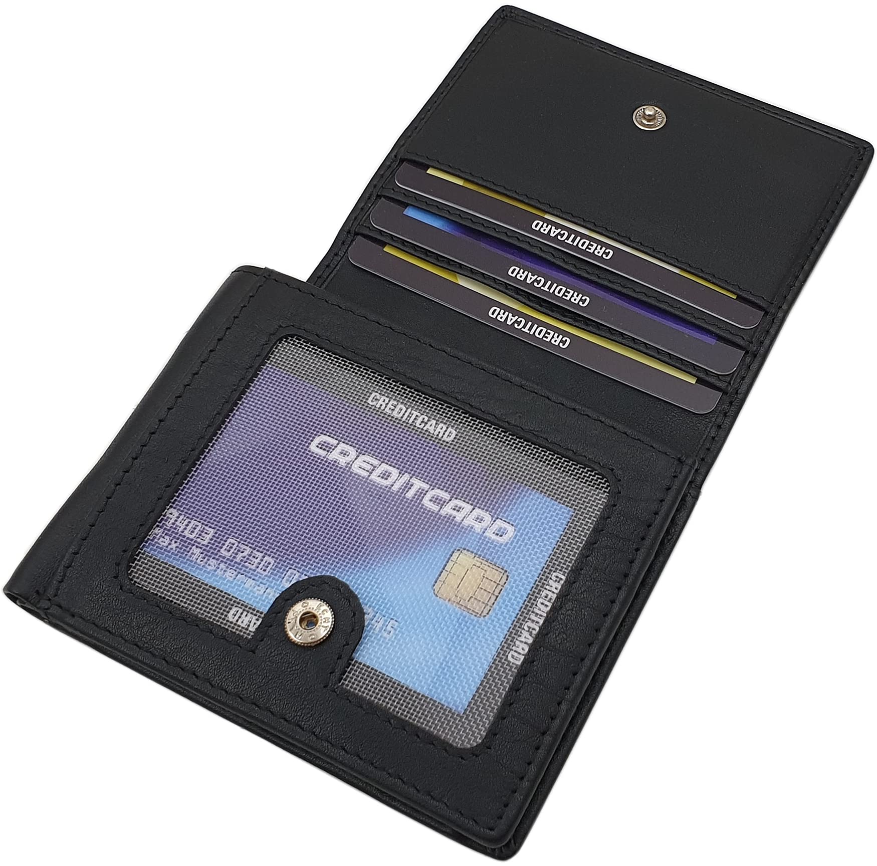 myledershop Herren Geldbörsen portafoglio da uomo nero in pelle di vitello RFID