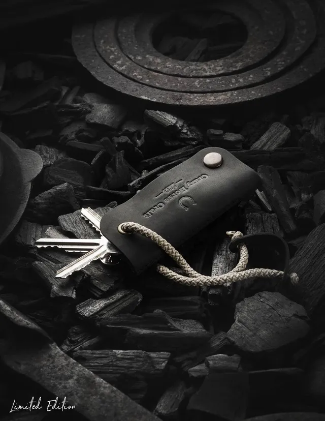Crazy Horse Craft Key Holders portachiavi Carbon Black in pelle e feltro