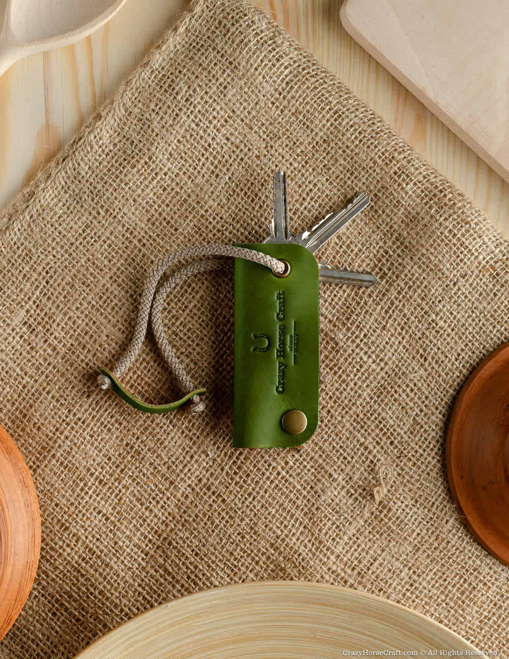 Crazy Horse Craft Key Holders Leather Key Organiser & Holder portachiavi verde alpino