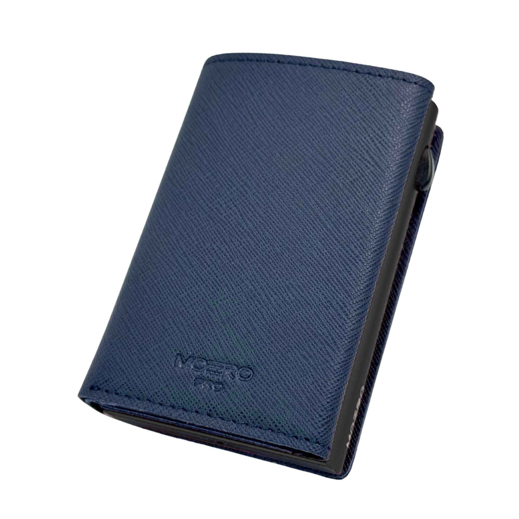 Moero Linea PRO PRO PLUS Zip Saffiano portafoglio blu navy RFID
