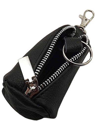 myledershop Schlüsseltaschen portachiavi in pelle nero con moschettone
