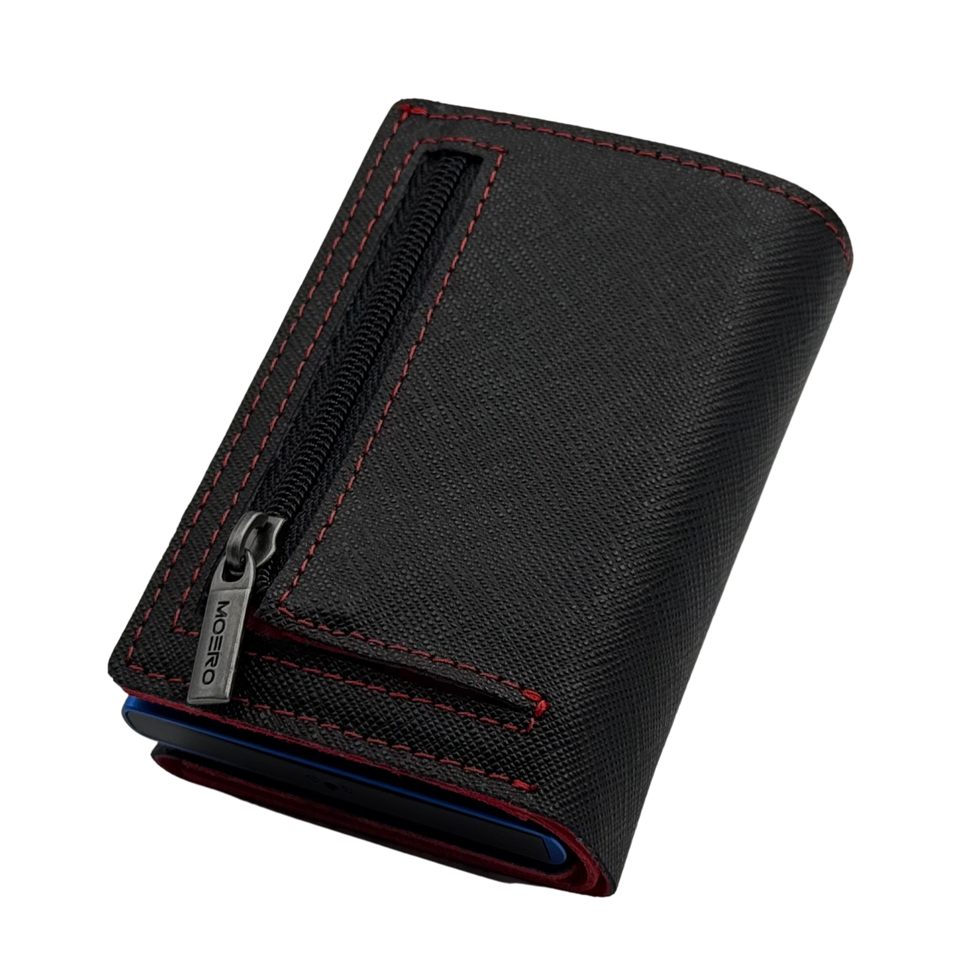 Moero Linea PRO PRO PLUS Zip portafoglio nero rosso RFID con portamonete