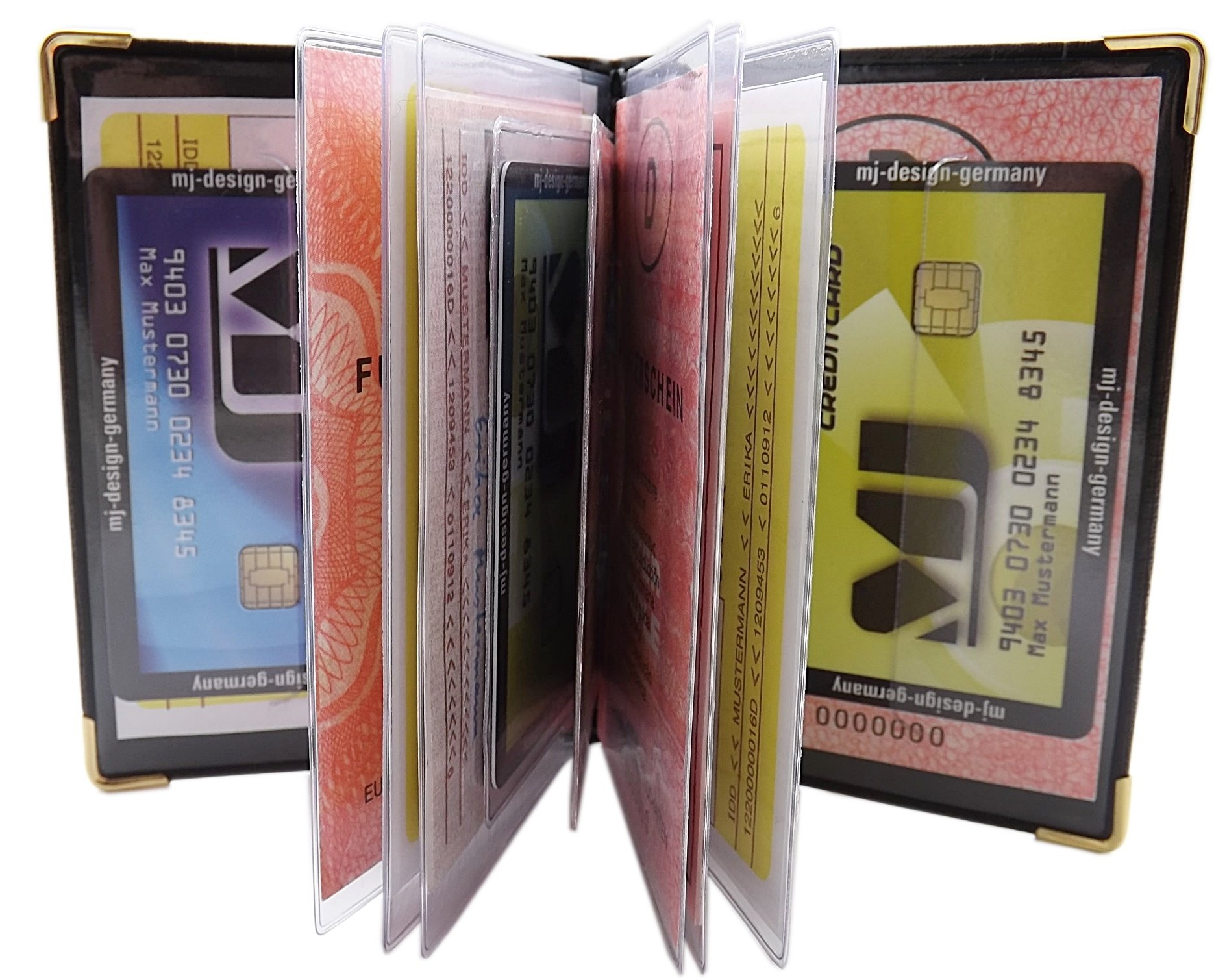 myledershop Karten- und Ausweisetuis porta carte d’identità nero 12 scomparti