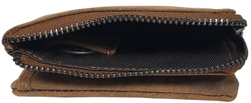myledershop Herren Geldbörsen portafoglio uomo in pelle di bufalo teschio cognac RFID