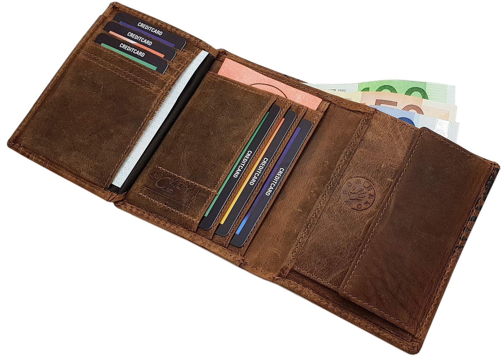 myledershop Herren Geldbörsen Modello 1 portafoglio verticale cognac RFID