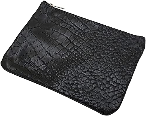 myledershop Schlüsseltaschen Borsa XL in pelle di vitello con chiusura lampo nera