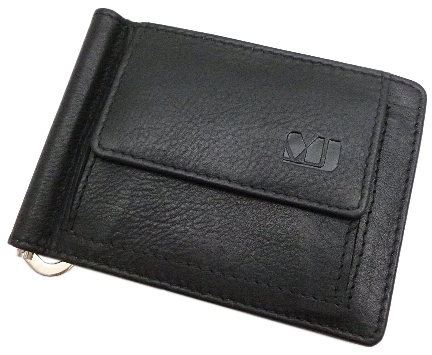 myledershop Brieftaschen Dollarclip portafoglio con clip nero in pelle di vitello